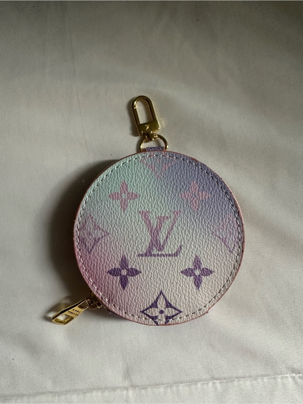 Pastel monogram print bag charm